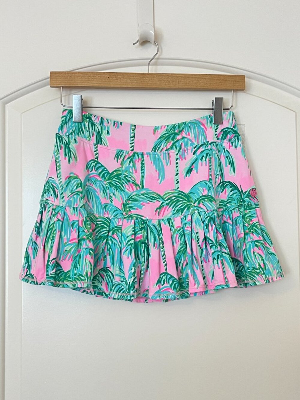 Lilly Pulitzer Luxletic Skort Taye Pink Blossom Suite Views Palm Trees XS